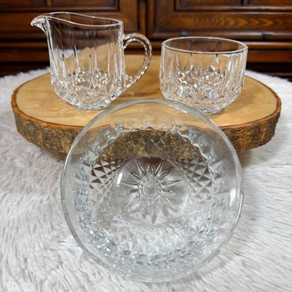 Vintage Arcoroc France Glass Bowl Creamer Sugar Bowl